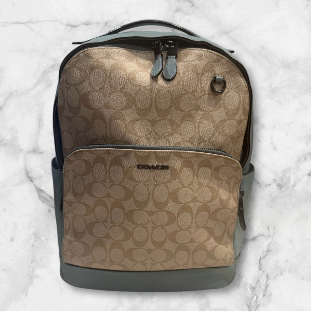Unisex Coach Graham Backpack In Colorblock Signature Canvas and Leather.
